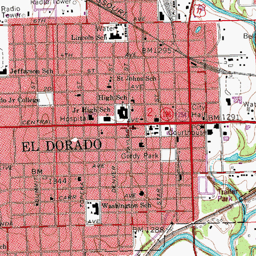 Topographic Map of First United Methodist Church, KS