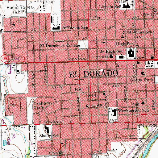 Topographic Map of Living Water Chapel, KS