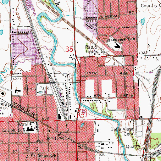 Topographic Map of Main Park, KS