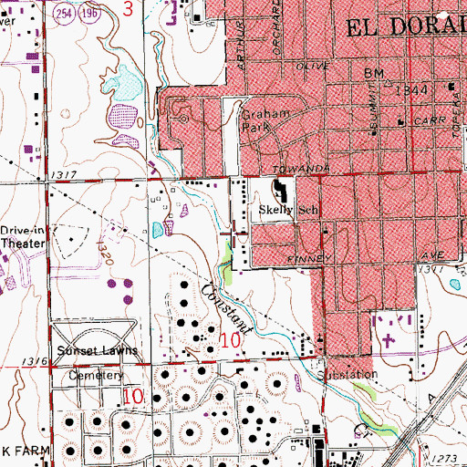 Topographic Map of Park Avenue Baptist Church, KS