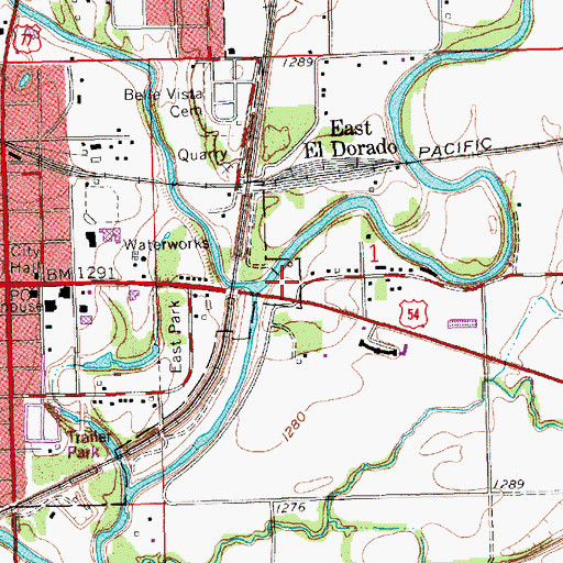 Topographic Map of Riverview Park, KS