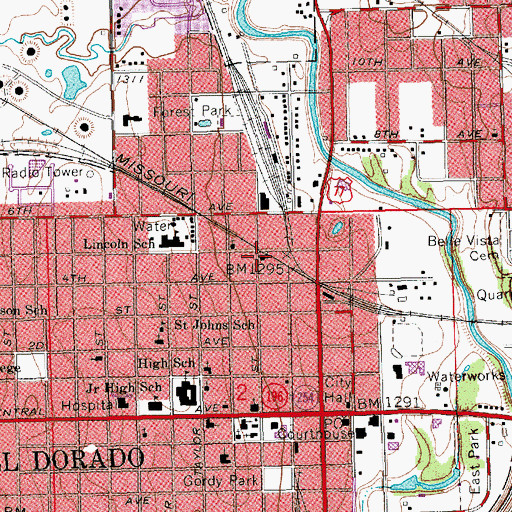 Topographic Map of Second Baptist Church, KS