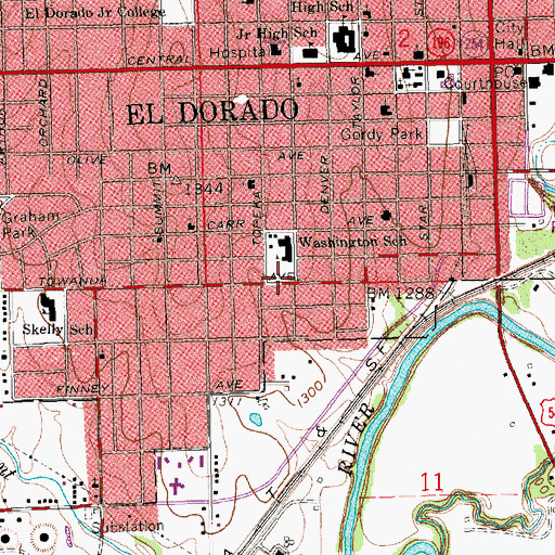 Topographic Map of Southwest Park, KS