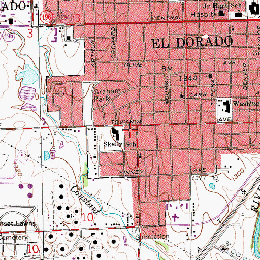 Topographic Map of Temple Baptist Church, KS