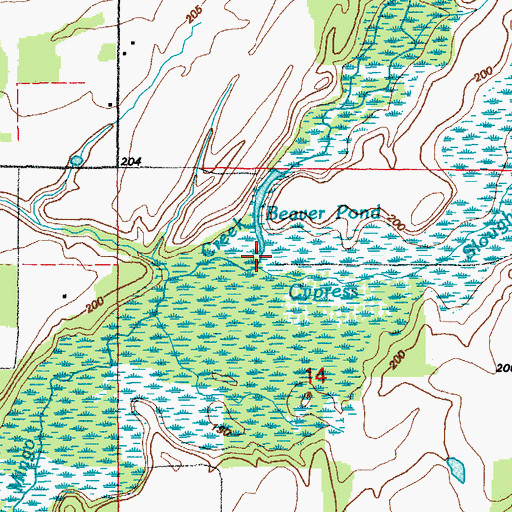 Topographic Map of Cypress Slough, AR