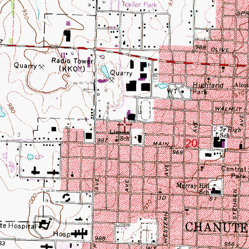 Topographic Map of Church of Christ, KS