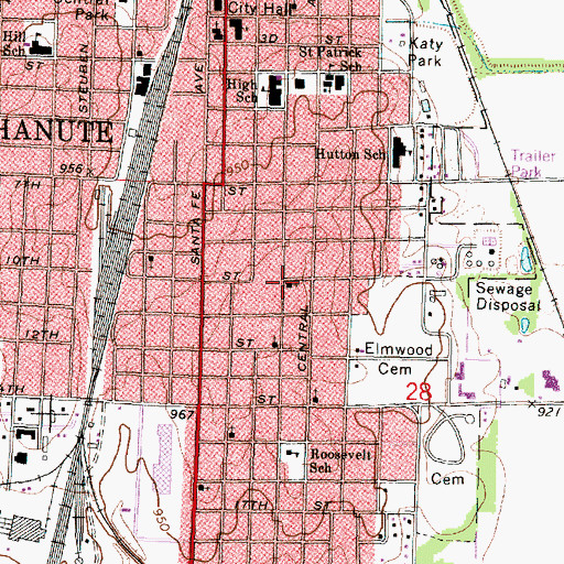 Topographic Map of Church of Christ, KS