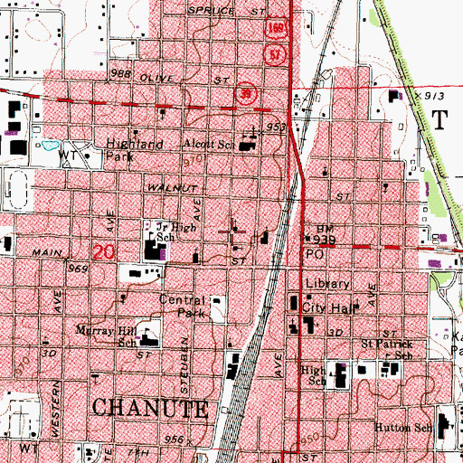 Topographic Map of First Baptist Church, KS