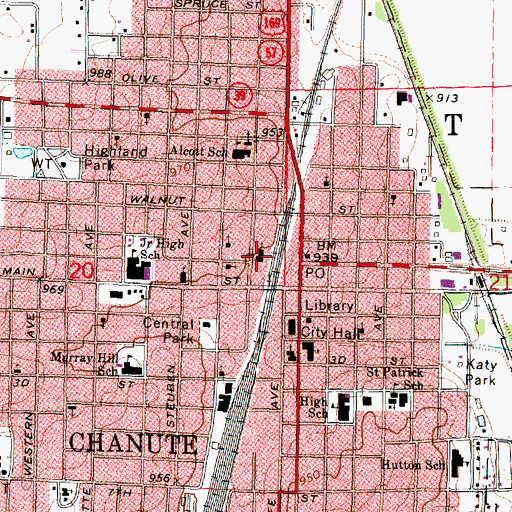Topographic Map of First Christian Church, KS