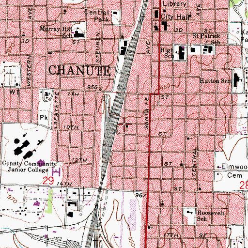 Topographic Map of First Church of God, KS