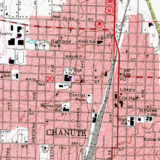 Topographic Map of First Presbyterian Church, KS