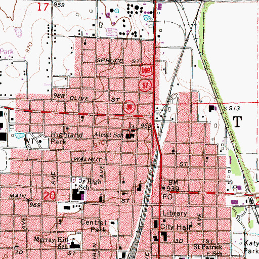 Topographic Map of Grant Avenue Baptist Church, KS
