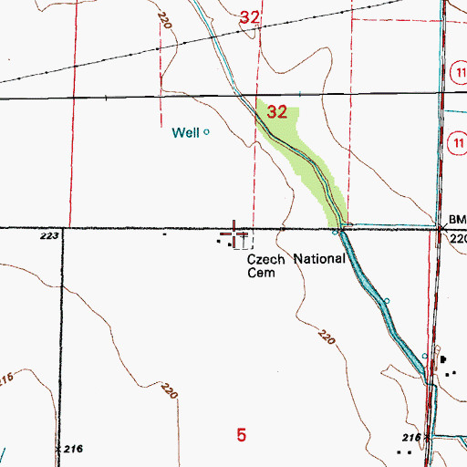 Topographic Map of Czech National Cemetery, AR