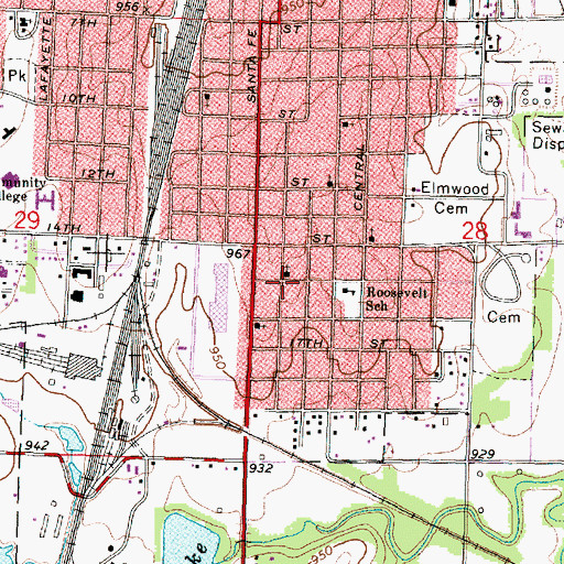 Topographic Map of Highland Avenue United Brethren in Christ Church, KS