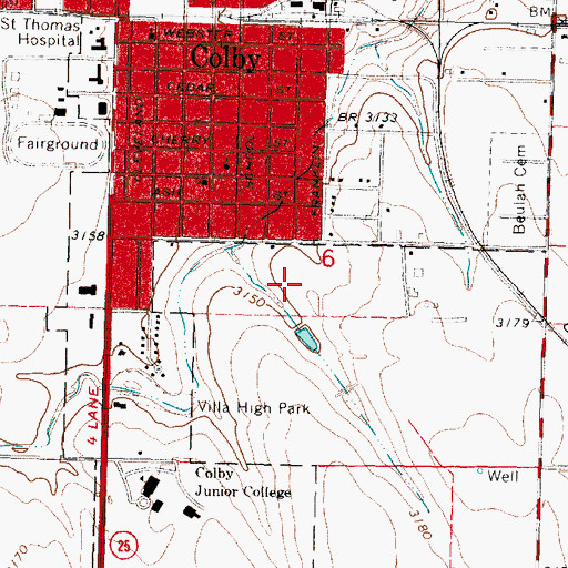 Topographic Map of Colby United Methodist Church, KS