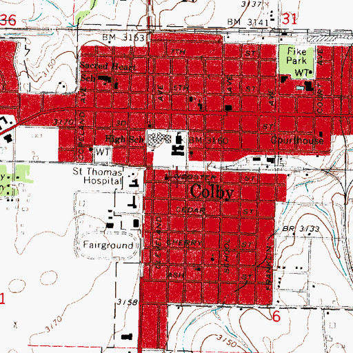 Topographic Map of First Baptist Church, KS