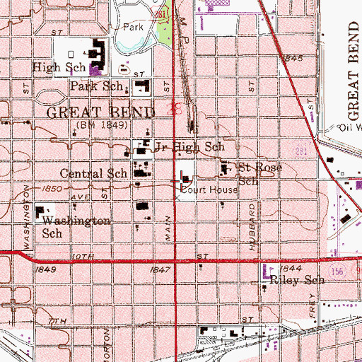 Topographic Map of Barton County Courthouse, KS