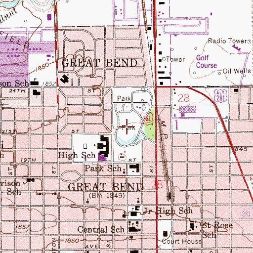 Topographic Map of Brit Spaugh Park, KS