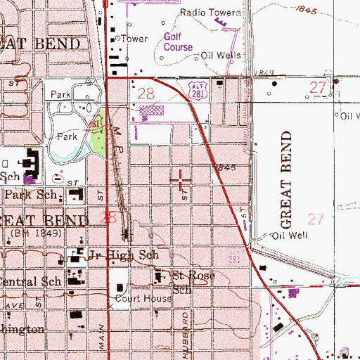 Topographic Map of First Baptist Church, KS