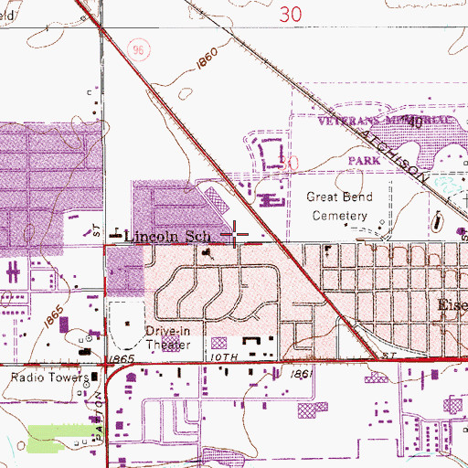 Topographic Map of First Christian Church, KS