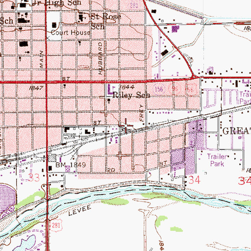 Topographic Map of Heizer Park, KS