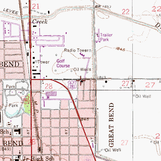 Topographic Map of Immanuel Baptist Church, KS