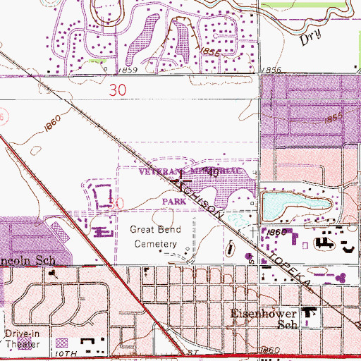 Topographic Map of Veterans Memorial Park, KS