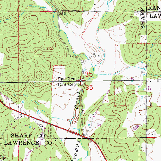 Topographic Map of Dail Cemetery, AR