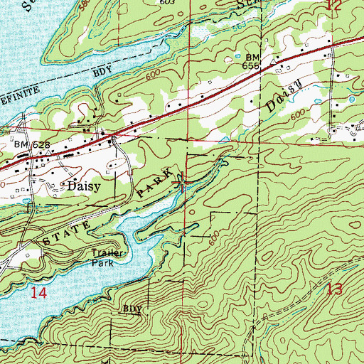 Topographic Map of Daisy Creek, AR
