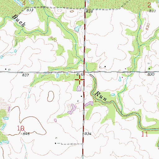 Topographic Map of Buck Run School (historical), KS