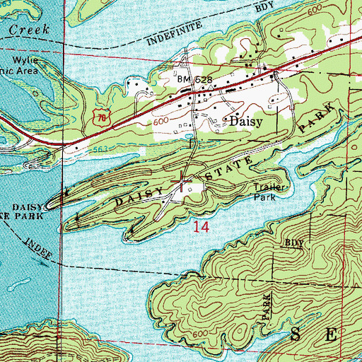 Topographic Map of Daisy State Park, AR