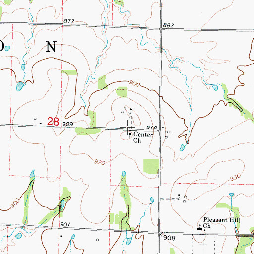 Topographic Map of Center School (historical), KS
