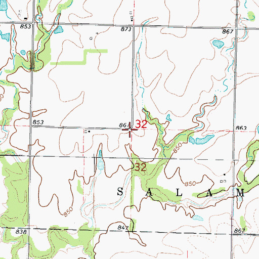 Topographic Map of Geni School (historical), KS