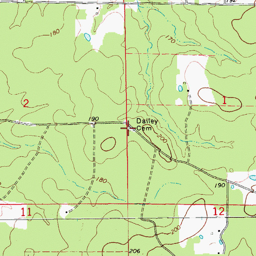 Topographic Map of Dalley Cemetery, AR