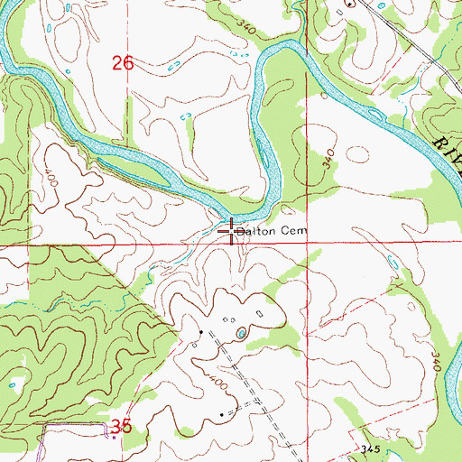 Topographic Map of Dalton Cemetery, AR