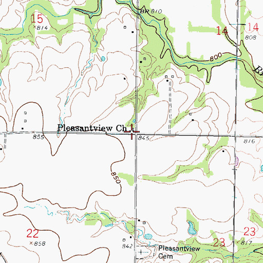 Topographic Map of Pleasant View School (historical), KS