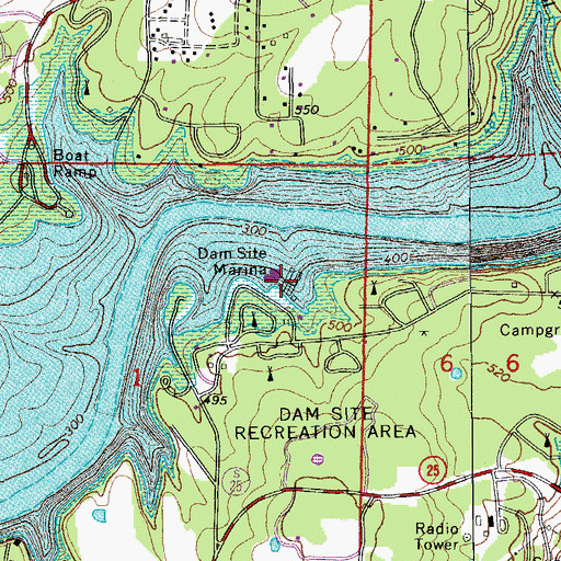 Topographic Map of Dam Site Marina, AR
