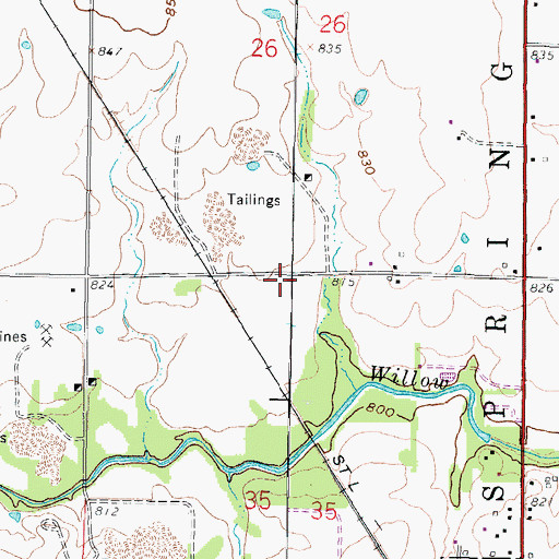 Topographic Map of Willow Creek School (historical), KS