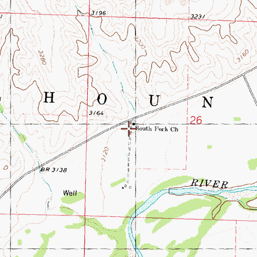 Topographic Map of South Fork School (historical), KS