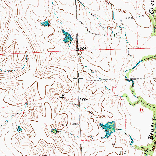 Topographic Map of Beaver Creek School (historical), KS