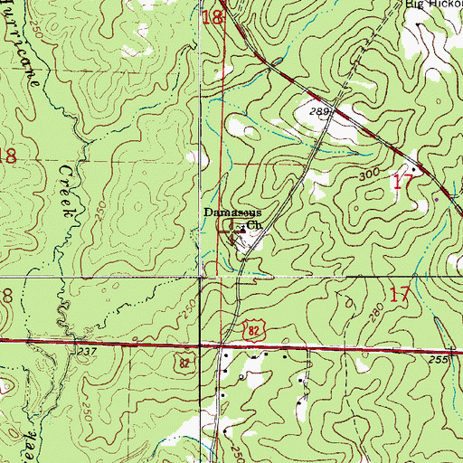 Topographic Map of Damascus Church, AR