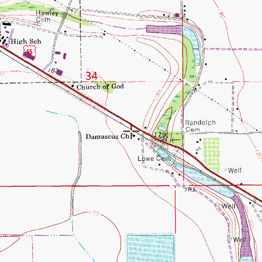 Topographic Map of Damascus Church, AR