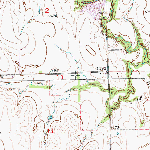 Topographic Map of Green Valley School (historical), KS