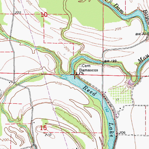 Topographic Map of Damascus Church, AR
