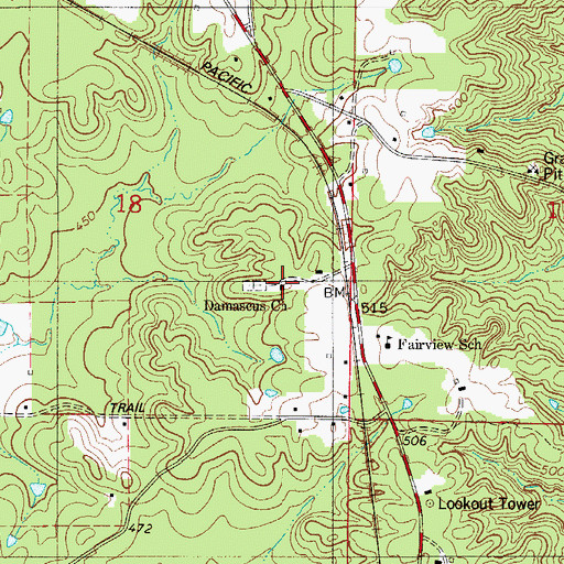 Topographic Map of Damascus Church, AR