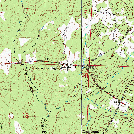 Topographic Map of Damascus High School, AR