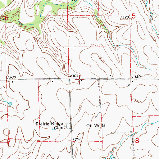 Topographic Map of Prairie Ridge School (historical), KS