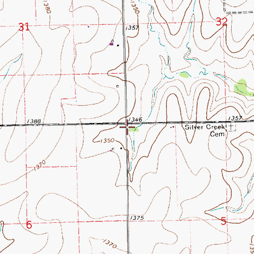 Topographic Map of Silver Creek School (historical), KS
