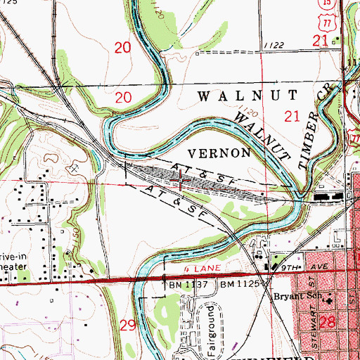 Topographic Map of Winfield Junction, KS