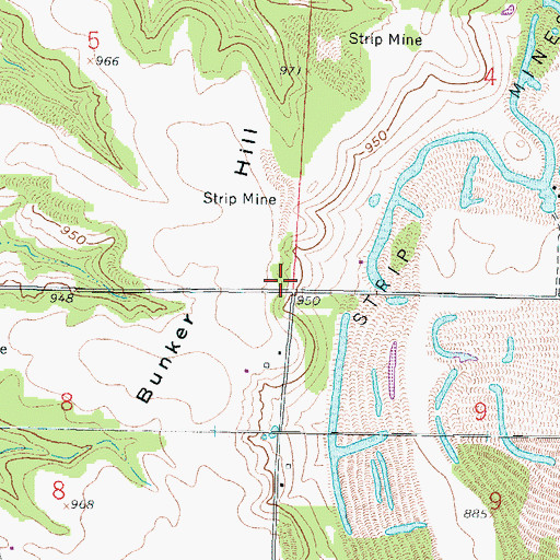 Topographic Map of Bunker Hill School (historical), KS